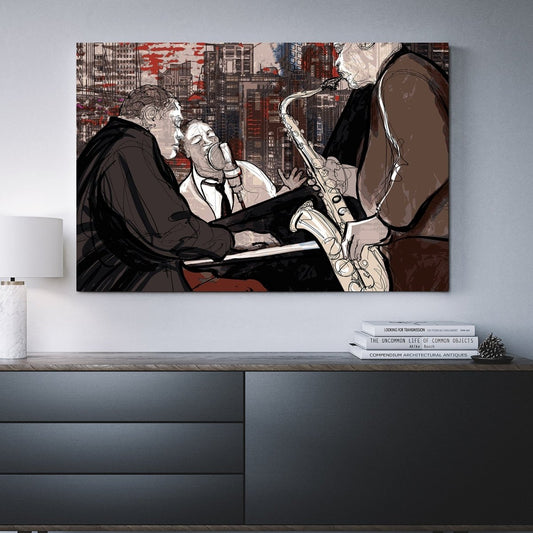 Jazz Trio Musicians Abstract Framed Wall Art