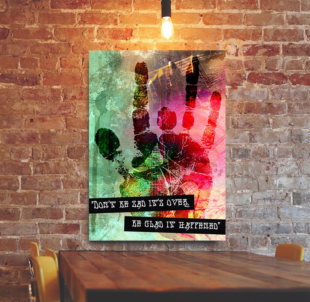 Jerry Garcia Hand Art Don't Be Sad It's Over Be Glad It Happened Framed Canvas Wall Art