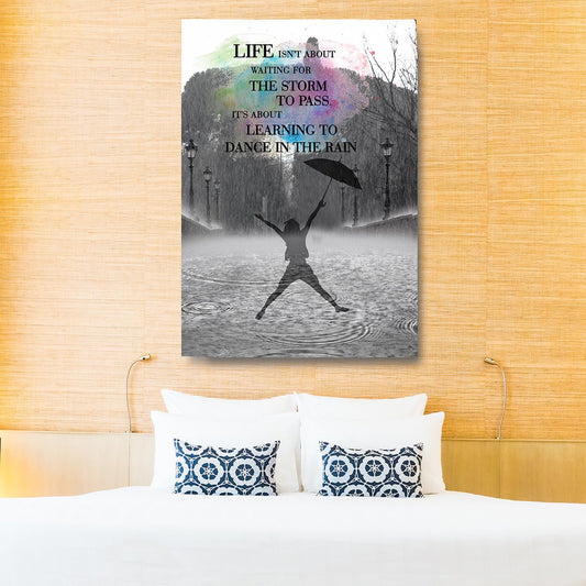 Learning To Dance In The Rain Framed Canvas Wall Art Home Office Dorm Motivational Inspiration 30x40 inch