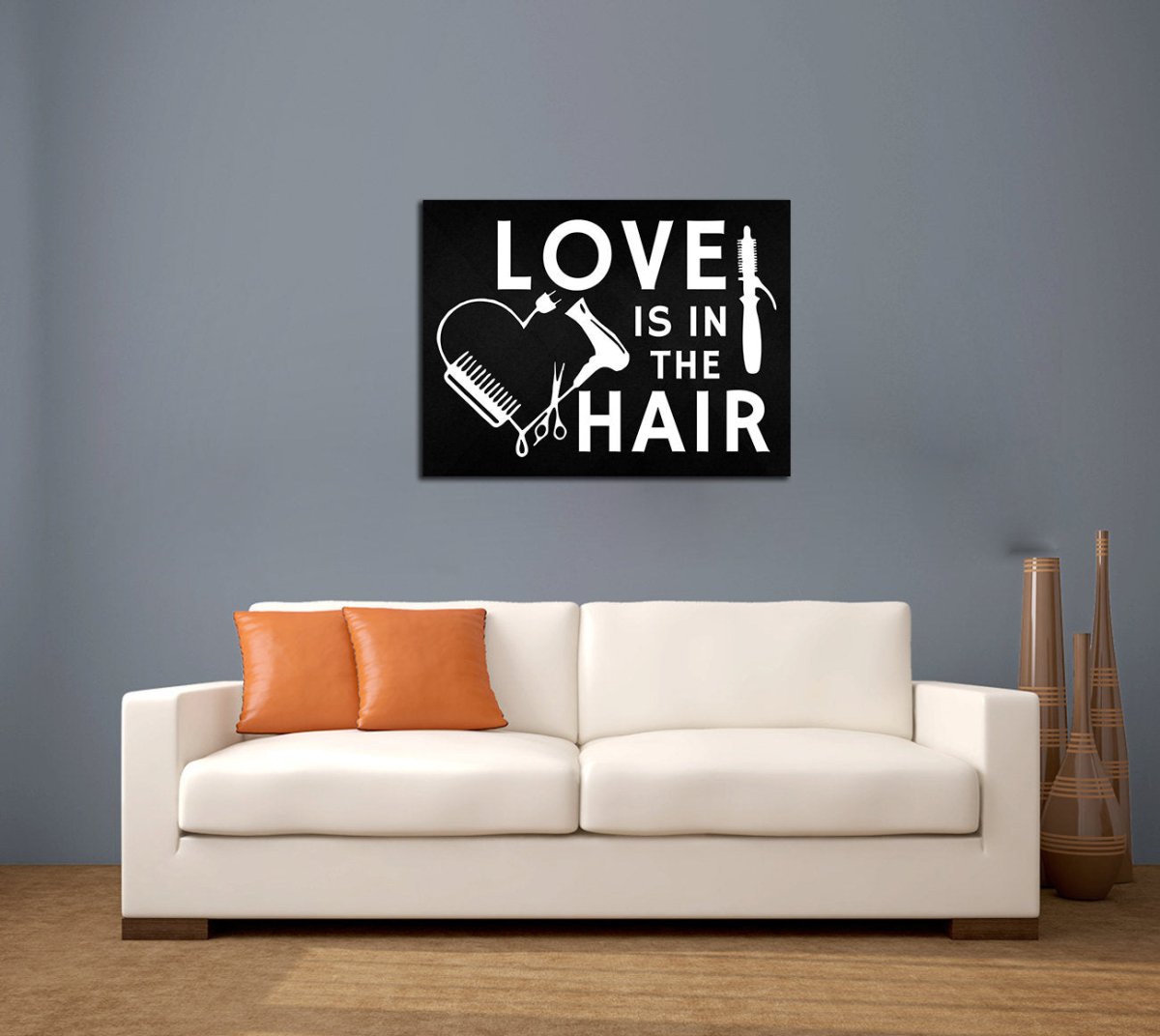 Love Is In The Hair Canvas Wall Art, Beauty Salon, Hair Salon, Barber Shop, Salon Decor, Hair Stylist