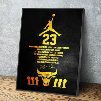 Michael Jordan Success Quote Canvas Wall Art With Floating Frame