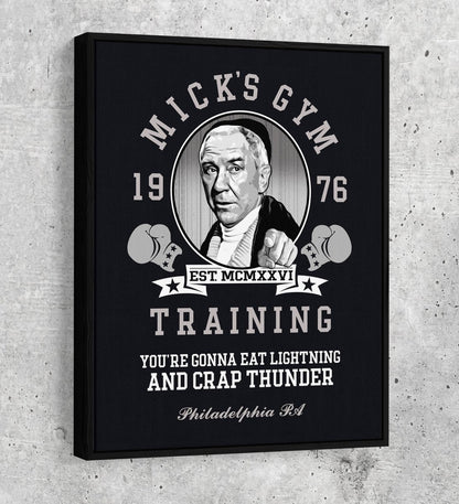 Mick's Gym Canvas Wall Art, Motivational Wall Art, Rocky Decor With Black Floating Frame