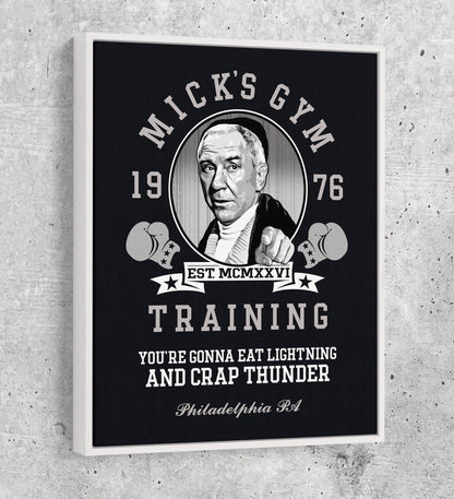 Mick's Gym Canvas Wall Art, Motivational Wall Art, Rocky Decor With White Floating Frame