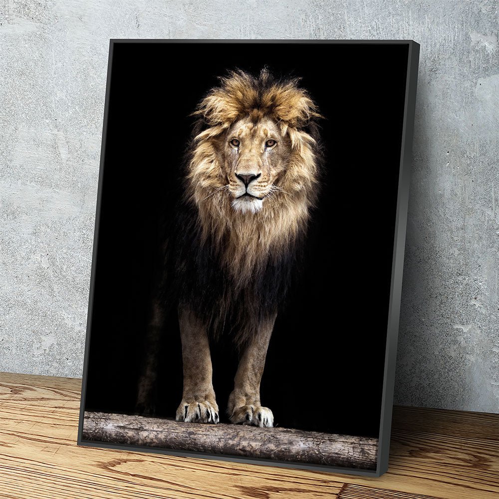 Mighty Lion Canvas Wall Art - African Lion With Floating Frame