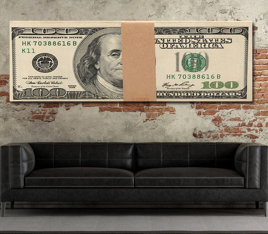 Money Stack Franklin Bills Canvas Wall Art Motivational Wall Decor
