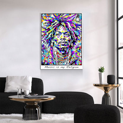 Music is my Religion Canvas Wall Art, Hendrix Decor