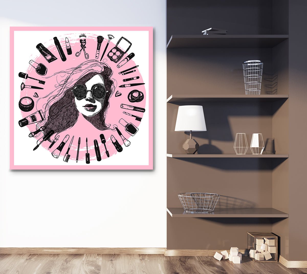 Nail Salon "Pink" Canvas Framed Wall Art Image Wrap Square