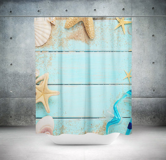 Nautical Bathroom Theme Shower Curtain 71x74 inch