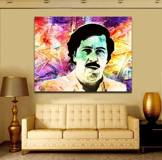 Pablo Escobar "Money" Framed Canvas Wall Art Pablo Escobar Abstract Art