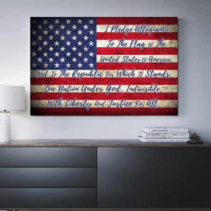 Pledge Of Allegiance Wall Art, USA Flag Canvas