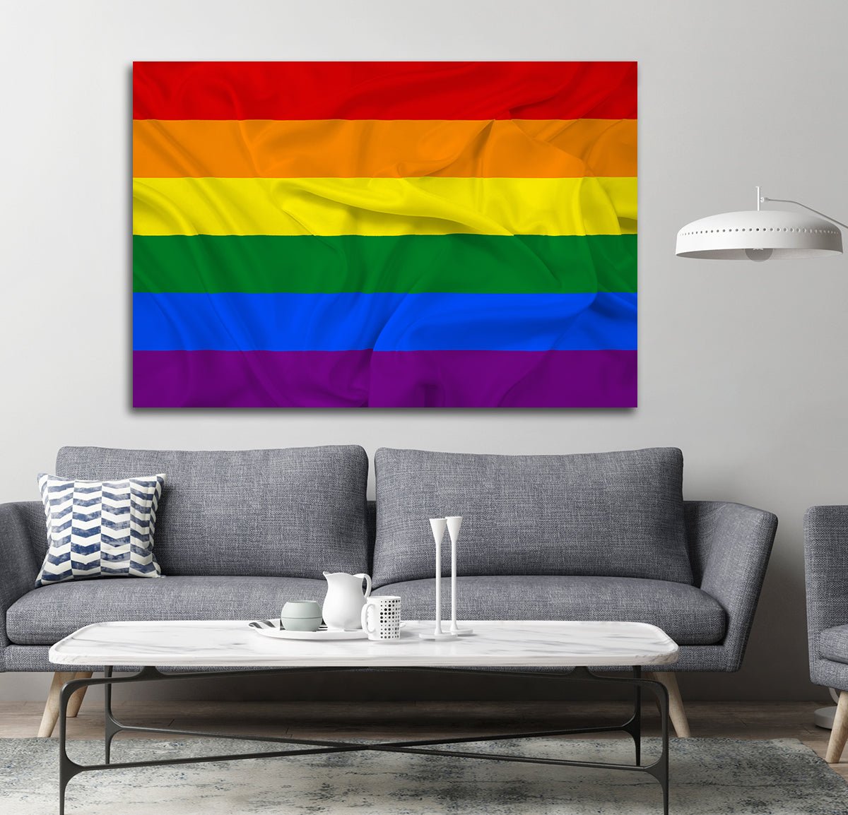 Pride Rainbow Flag Canvas Wall Art LGBTQ+ 48x32 inch