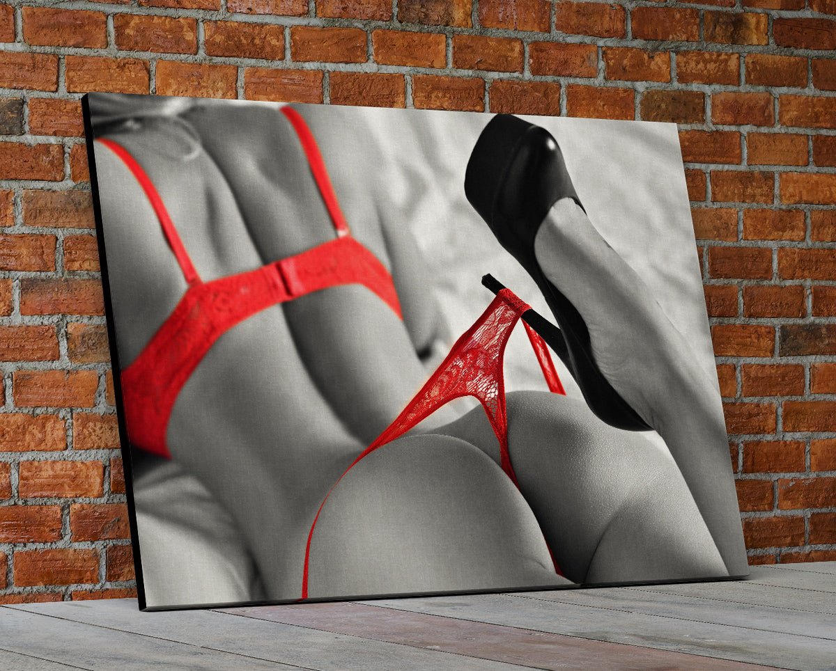 Red Panties and Heels Erotic Canvas Wall Art 48x32 inch