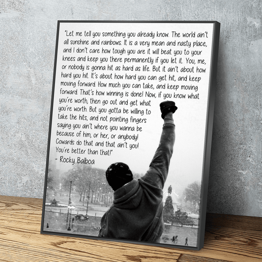 Rocky Balboa Canvas Wall Art, Motivational Wall Art, Rocky Balboa Decor, Gym Sign, Fitness Studio, CrossFit Decor, Rocky Balboa Quote With Floating Frame