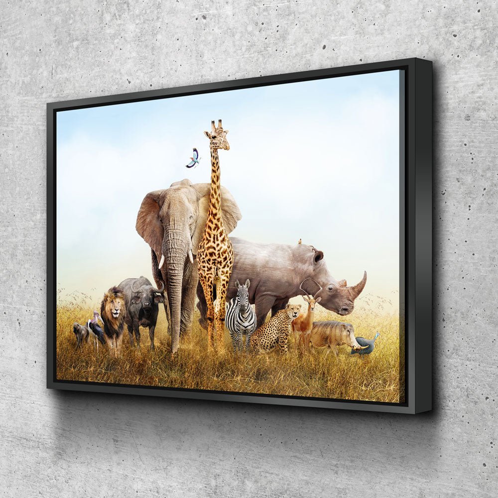 Safari Nursery Decor Canvas Wall Art With Floating Frame