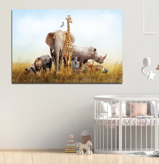 Safari Nursery Decor Canvas Wall Art Gallery Wrap