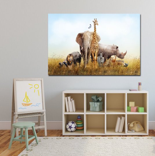Safari Nursery Decor Canvas Wall Art