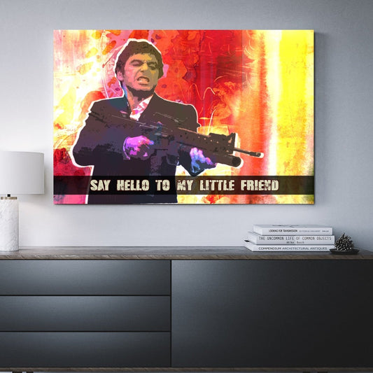 Say Hello To My Little Friend Abstract Pacino Framed Wall Art 40x30 inch