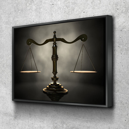 Scales of Justice Canvas Wall Art, Lawyer Office Decor, Attorney Print Gallery Wrap With Floating Frame