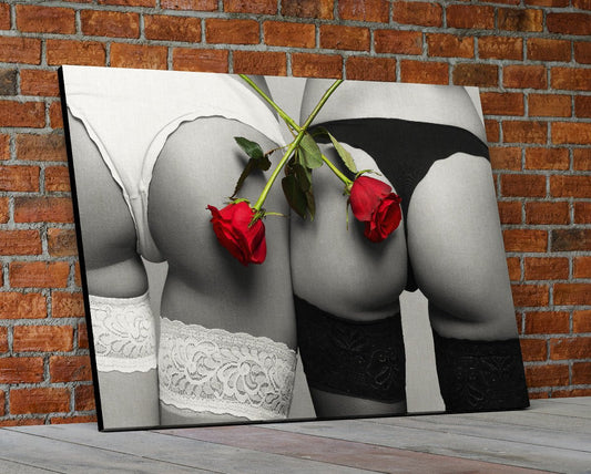 Sexy Erotic Art And Roses Canvas Wall Art 48x32 inch
