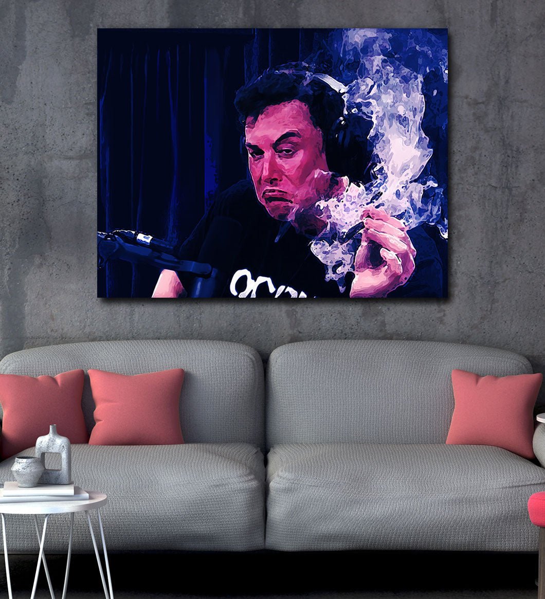 Smoking With Rogan Canvas Wall Art, Elon Musk Interview Joe Rogan Gallery Wrap