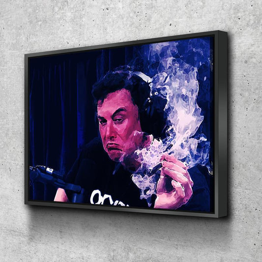 Smoking With Rogan Canvas Wall Art, Elon Musk Interview Joe Rogan With Floating Frame