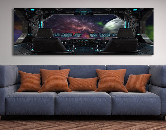 Space Travel Space Ship Window Canvas Wall Art