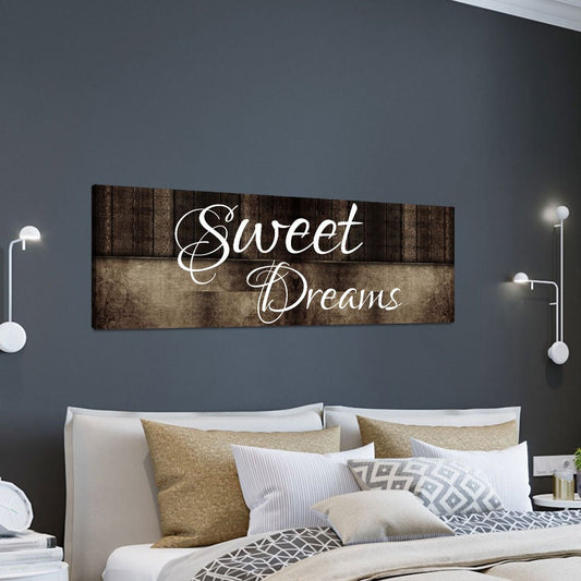 Sweet Dreams Wall Art Canvas, Sweet Dreams Above The Bed Decor Brown With Standard Gallery Wrap