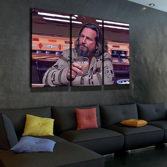 The Dude Canvas Wall Art, The Big Lebowski, The Dude Canvas Print 3 Piece Wall Art Set