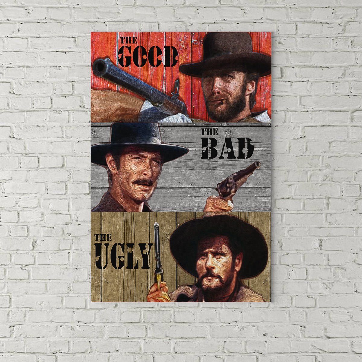 The Good The Bad The Ugly Canvas Wall Art, Western Decor, Clint Eastwood Art