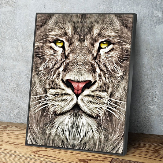 The King Canvas Wall Art, Lion Decor With Floating Frame