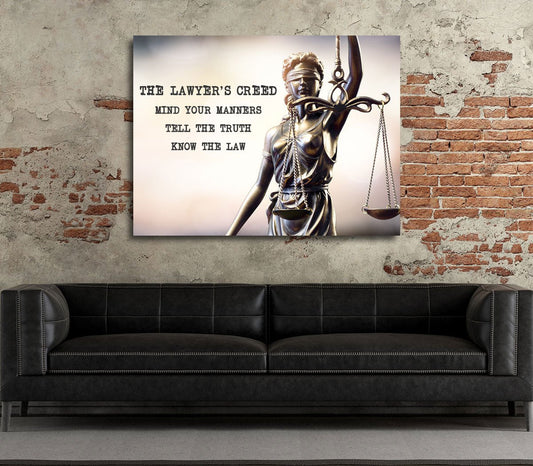 The Lawyer's Creed Mind Your Manners Tell The Truth Know The Law Canvas Wall Art