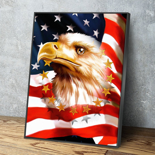 The Patriot Canvas Wall Art, Patriot Decor, American Flag, American Eagle, American Patriot With Floating Frame