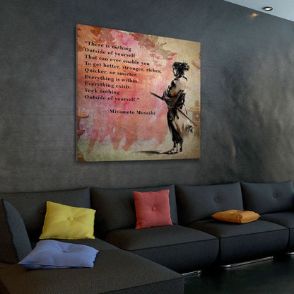 There Is Nothing Outside Yourself Miyamoto Musashi Quote Samurai Art Canvas Wall Art, Ukiyoe, Japanese Art