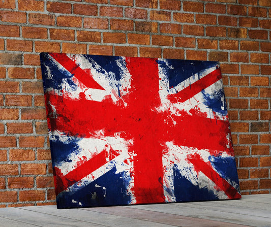 Union Jack Abstract Flag Framed Canvas Wall Art British flag UK 48x32 inch