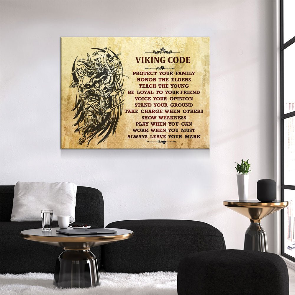 Viking Code Canvas Wall Art, Nordic Decor