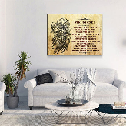 Viking Code Canvas Wall Art, Nordic Decor Gallery Wrap