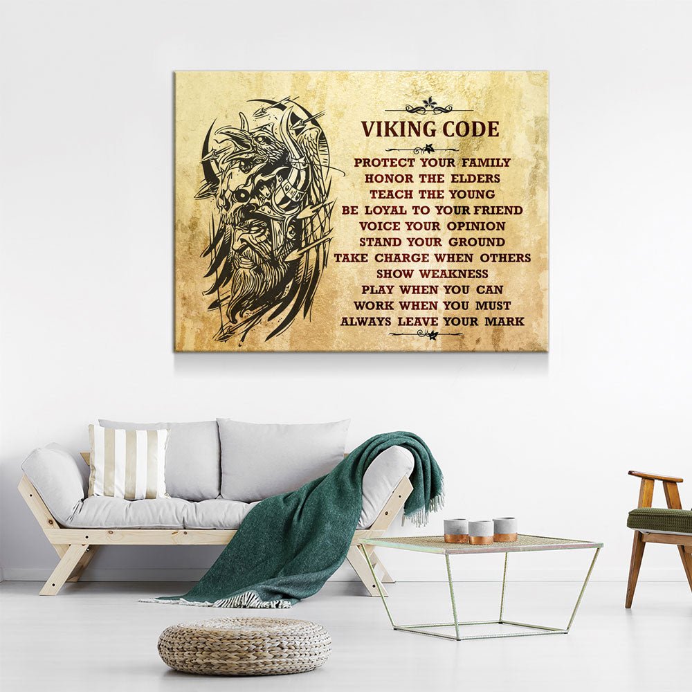 Viking Code Canvas Wall Art, Nordic Decor