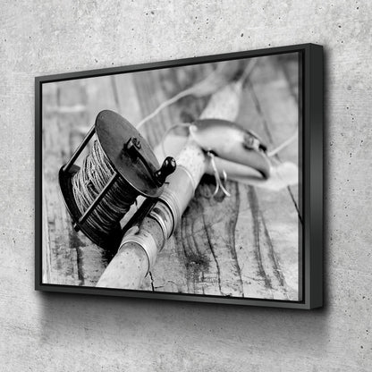 Vintage Fishing Decor Canvas Wall Art With Floating Frame