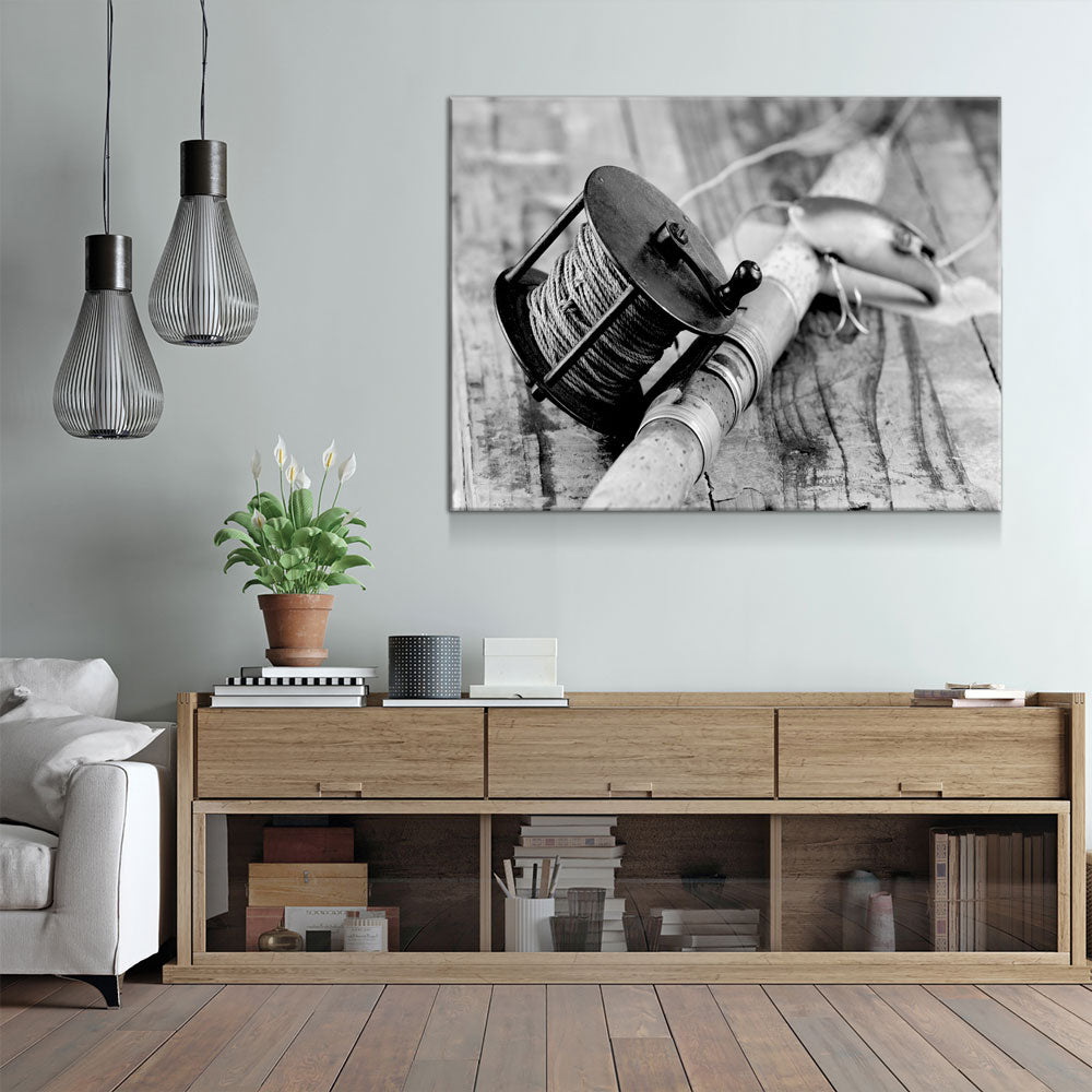 Vintage Fishing Decor Canvas Wall Art Gallery Wrap