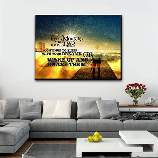Wake Up And Chase Your Dreams Motivational Wall Art Canvas 40x30 inch