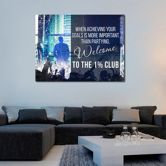 Welcome To The 1% Club Canvas Wall Art Motivational Wall Decor 48x32 inch
