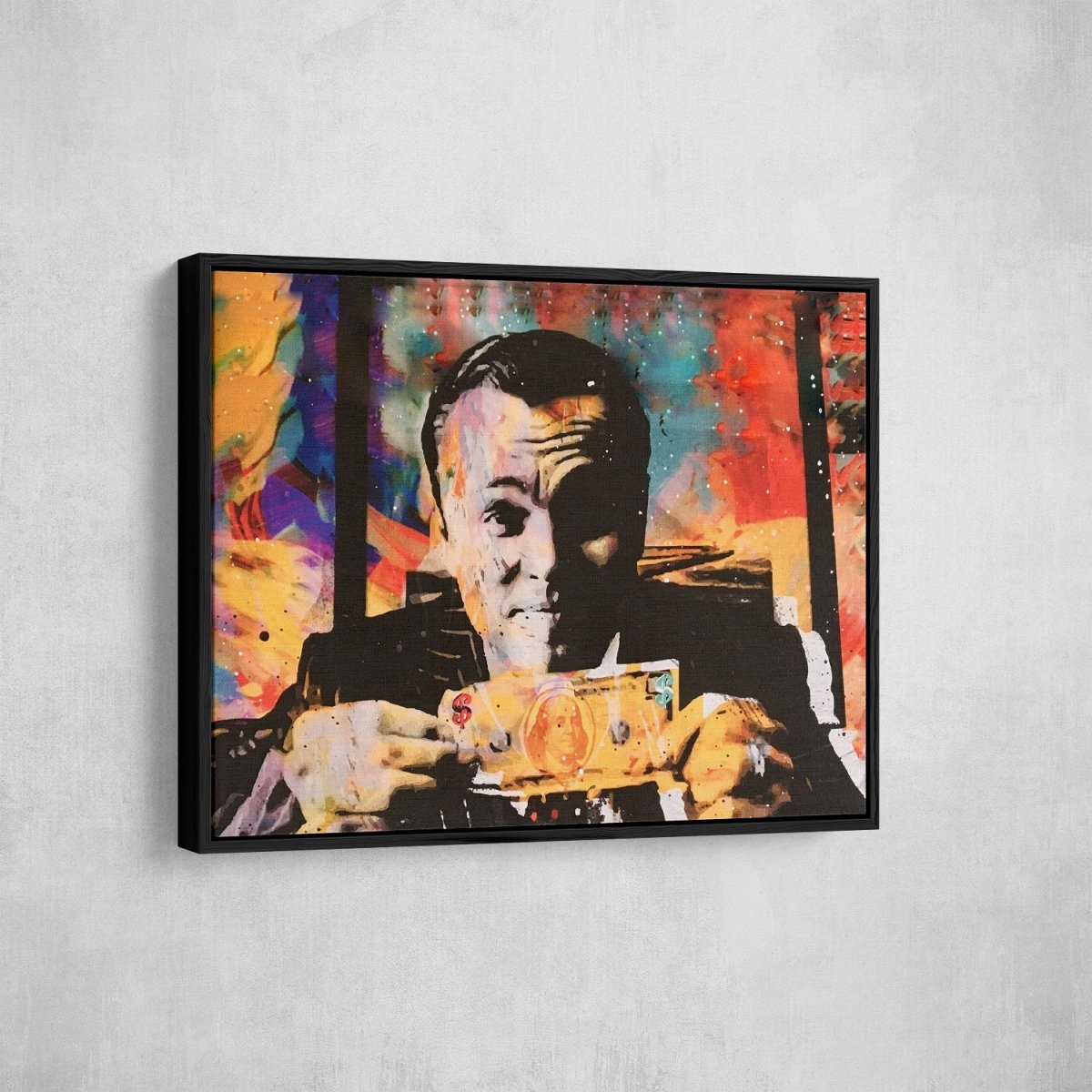 Wolf Of Wall Street Money Talks Abstract Canvas Wall Art, Invincible Wolf Wall Street Floating Frame