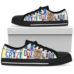 Crazy Owl Lady Low Top Shoes - Love Family & Home