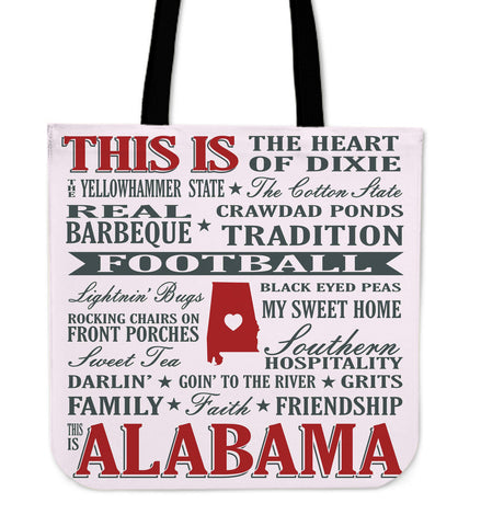 Image of Alabama Sayings 16" Tote Bag - Love Family & Home