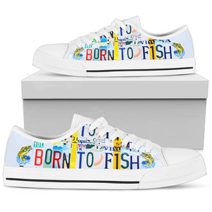 Born To Fish Men's Low Top Canvas Shoes - Love Family & Home