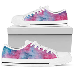 Pink Watercolor Womens Low Top Shoes (White) - Love Family & Home