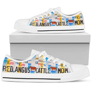 Women's Low Top Canvas Shoes For Red Angus Cattle Mom