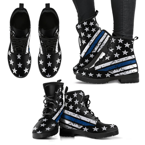 Thin Blue Line Handcrafted Boots Ladies Leather Boots - Love Family & Home