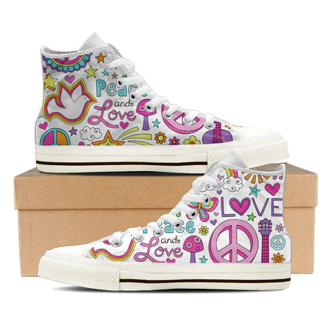 Image of Peace & Love Women's High Top Canvas Shoes - Love Family & Home