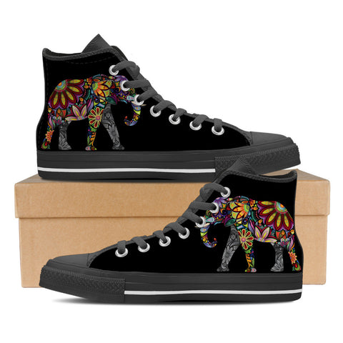 Image of Elephant Canvas Print Women's High Top - Love Family & Home